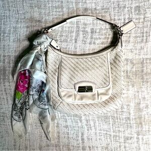 COACH Kristin White Woven Leather Satchel Bag L1169